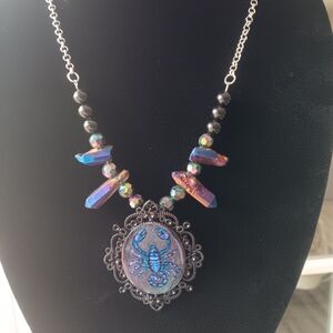 Elegant Blue Scorpion Pendant Necklace